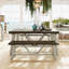 Brents Trestle Base Dining Bench. Solid Reclaimed Pine Wood. 140cm OR 180cm Wide-1606397775