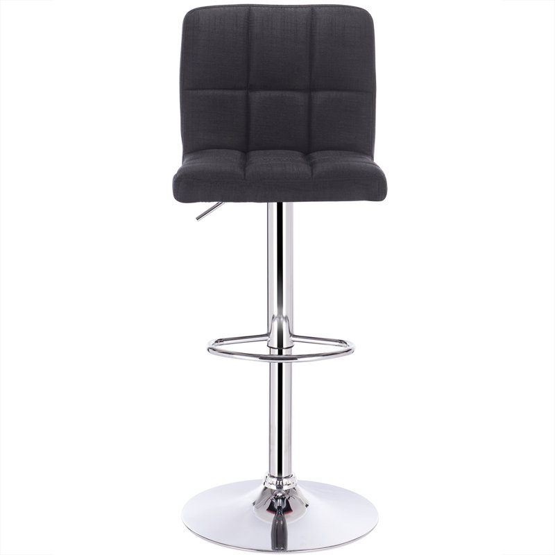 Dequincy Swivel Upholstered Adjustable Height Counter Stool with Metal Frame, Black