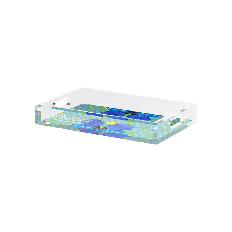 Abstract Decorative Tray, 2" H x 12.5" W x 7.75" D, Blue/Green