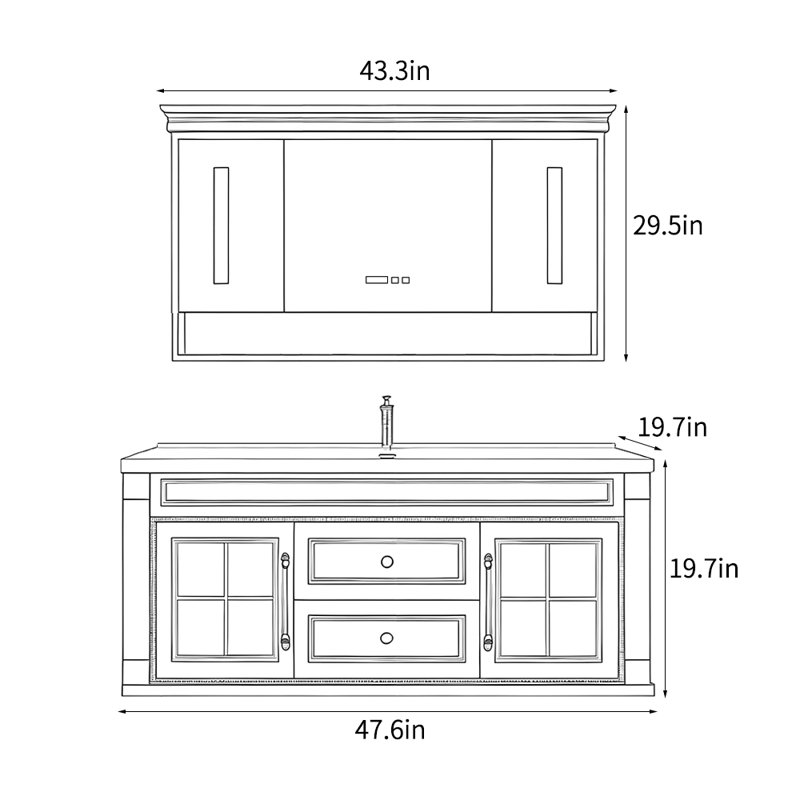 Meuble-lavabo de luxe de style français, Brun
