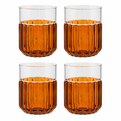 Set of 4 Tumbler 12oz Channel Amber