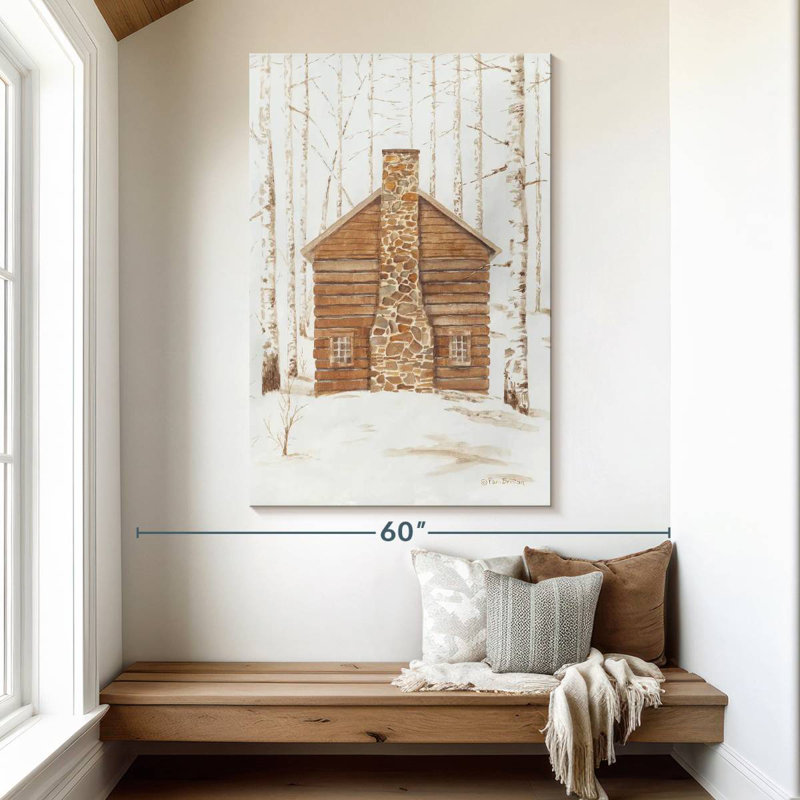 Wintery Cabin, 51" H x 34" W