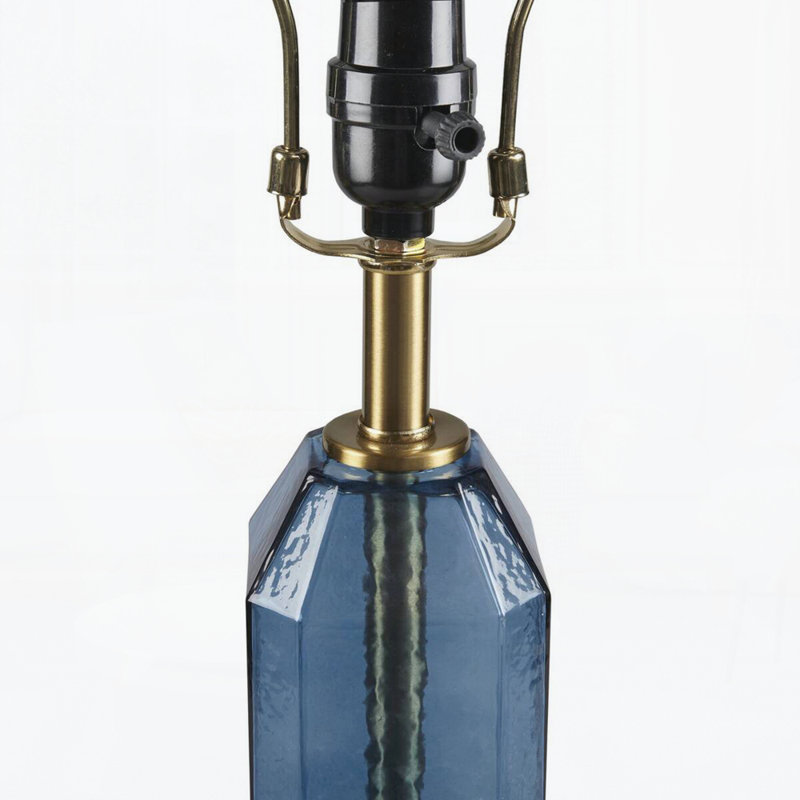 Lampe de table facettée en verre bleu