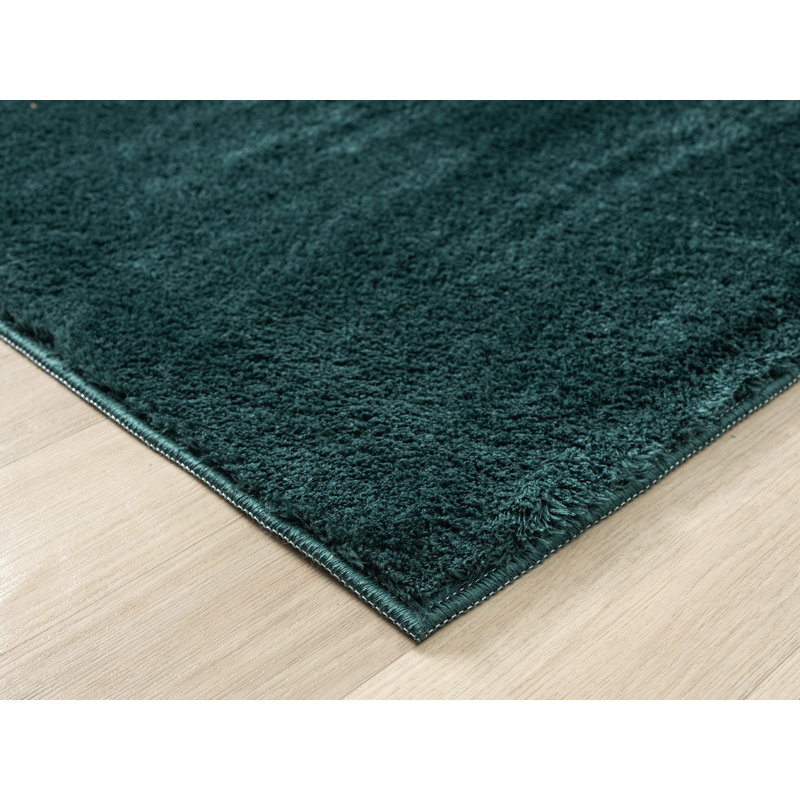 Taeler Washable Modern Living Room Rug Polyester Plain Indoor Area Rug with Low Pile - Anti-Slip Felt Backing SuperSoft Carpet Bedroom-Hallway, Emerald