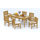 6 Seats 7 Pcs Grade-A Teak Wood Dining Set: 83" Rectangle Table And 6 Devon Chairs (2 Arm & 4 Armless Chairs) #11DV1802