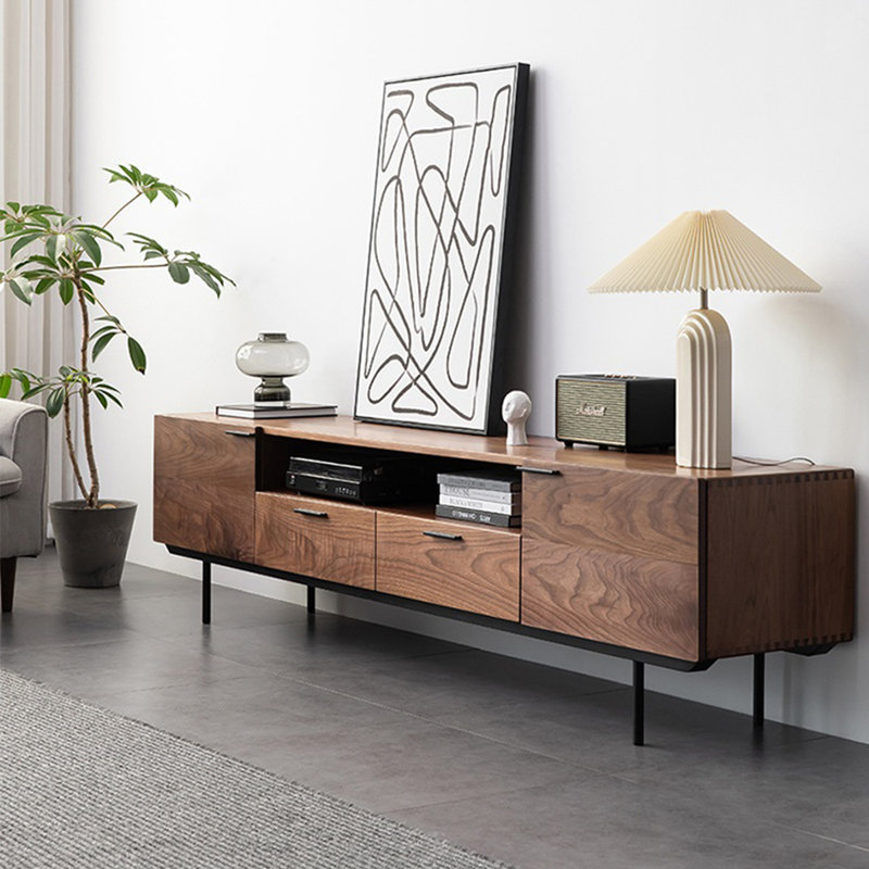Meuble télé de luxe en noyer noir clair, 78.74"