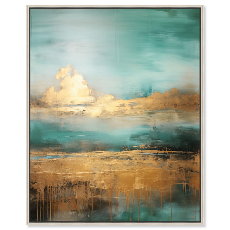 «Cloudscape in Gold II» par Art Remedy, Noir, H 21 po x l 17 po, Cadre flottant