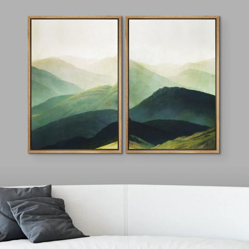 «Geometric Mid-Century Wave Collage», 2 pièces, H 36 po x l 24 po, Naturel