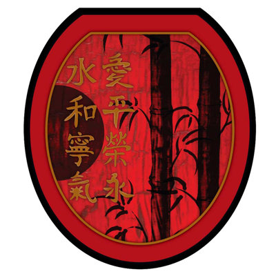 Themes Red Delight Toilet Seat Decal – Toilet Tattoos Reusable Static Cling Vinyl Lid Cover – Zen Bathroom Decor