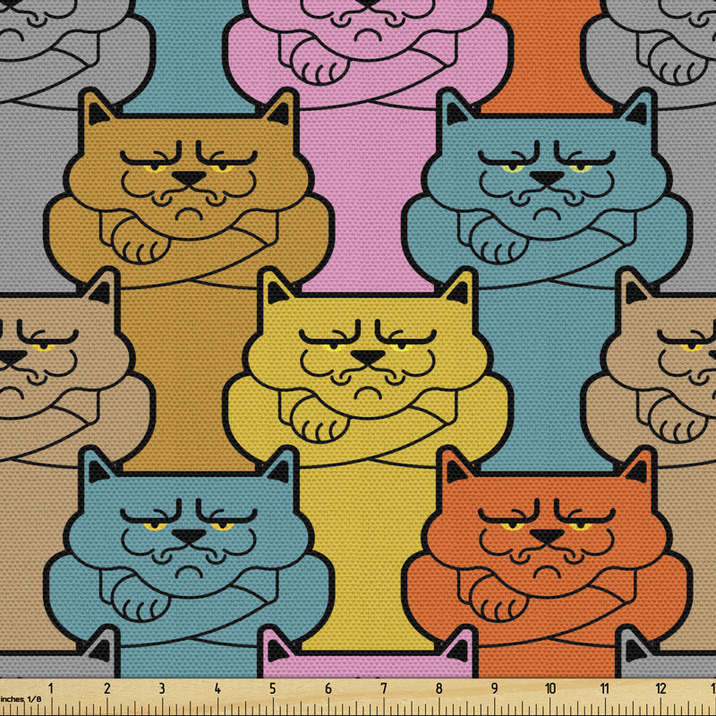 Gerth Grumpy Face Cats Fabric