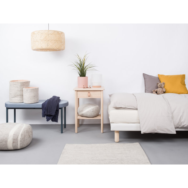 Solid Colour Wool Hand Woven Area Rug, Rectangular 70 x 100cm