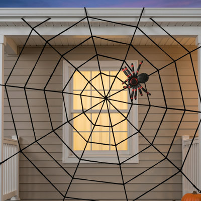 118 po Faux toile d'araignée noire blanche, maison hantée effrayante pour décorations d'Halloween