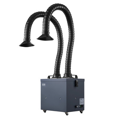 Soldering Fume Extractor with Dual Hoses, 275W Brushless Solder Smoke Absorber with 4-Stage Filters & 10 Speeds, 380m³/h Strong Suction Smoke Purifier for Soldering, Laser Engraving, DIY Welding