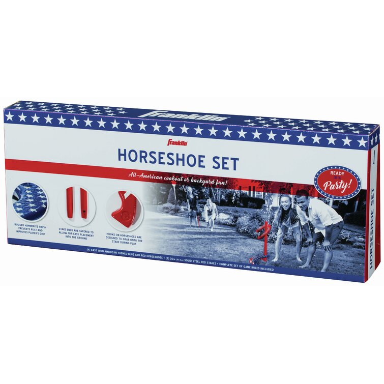 GoSports Steel Horseshoes Game Set - Includes 4 Horseshoes, 2 Stakes and Carrying Case