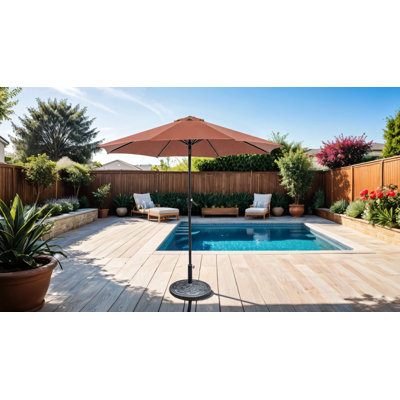 Parasol d'extérieur + base ronde 21 po