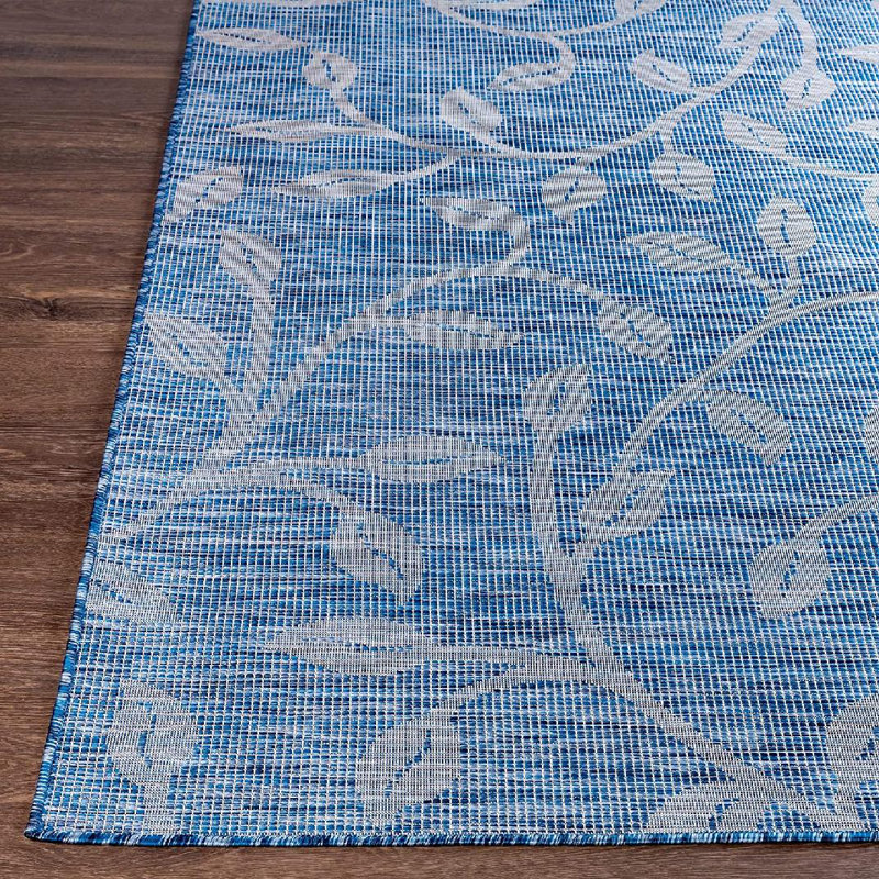 Tapis bleu tissé à la main Brimberry, Tapis de couloir 2 pi 7 po x 7 pi 3 po