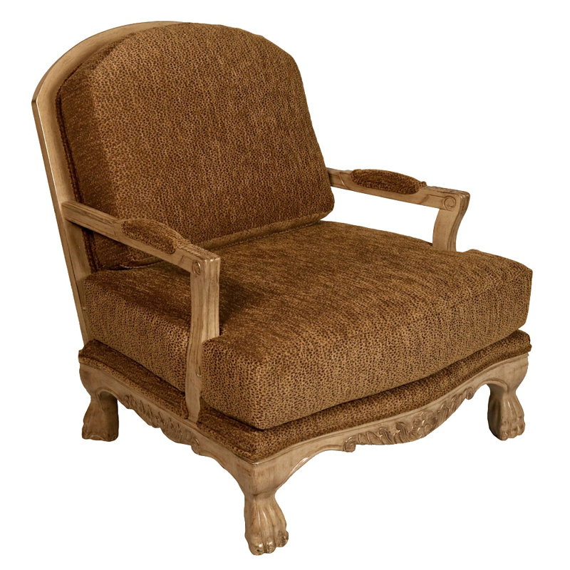 Fauteuil de 34,5 po de large Suejin, Polyester brun, Bois beige