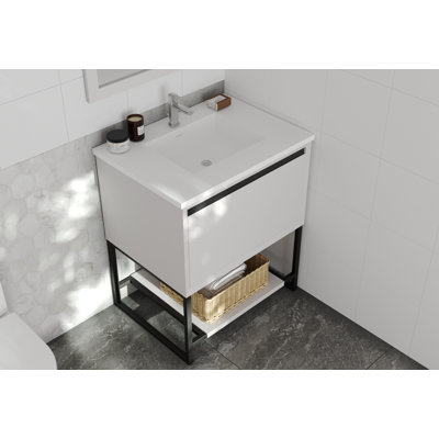 Riey 30'' Single Bathroom Vanity with Marble Top
