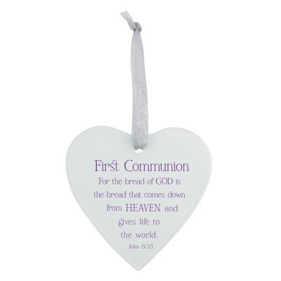 Ornement en verre cœur 1ère communion