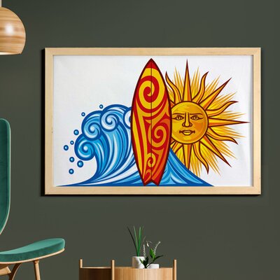 Ambesonne Ride The Wave Wall Art With Frame, Ocean Sun And Surfboard Print Lifestyle Summer Freedom Image, Printed Fabric Poster For Bathroom Living R -  East Urban Home, 41B281C8181E4E5599C3D2A2F3D1190E