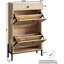 Armoire à chaussures mince avec tiroirs rabattables, range-chaussures autoportant avec portes en rotin, armoire à chaussures peu encombrante-26677167