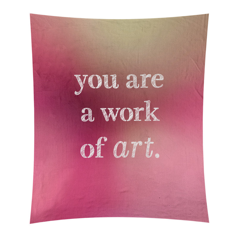Tapisserie de travail en polyester d’art sur les citations, H 27,5 po x l 37,5 po, Lueur rose