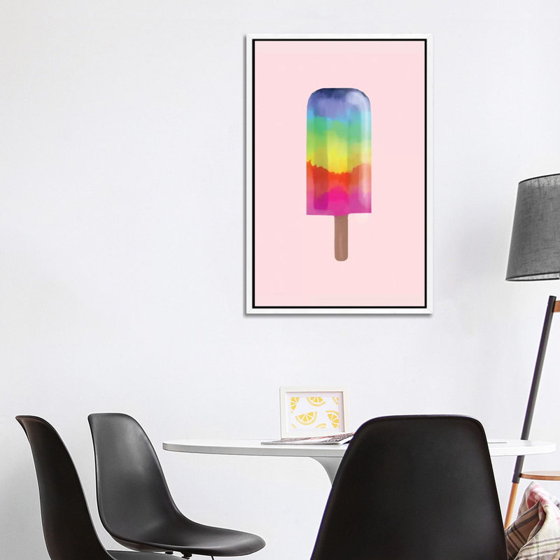 Rainbow Popsicle by Emanuela Carratoni - Print on Canvas, 101.6 cm H x 66.04 cm W, White Framed Canvas