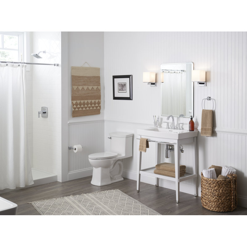 Lavabo de salle de bain console en céramique avec robinet et trop-plein Townsend, blanc