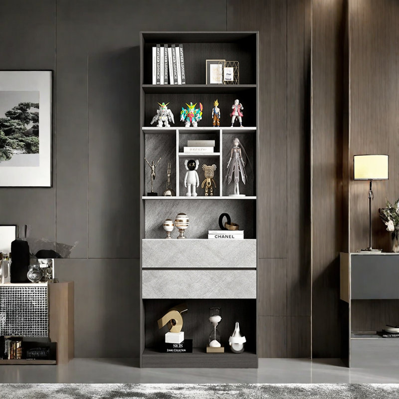 Forster, (6 Shelves) 86.6"H x 31.4"W x 11.8"D, Black/Gray