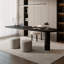 Bureau en bois massif noir demi-cercle + acrylique-568315975