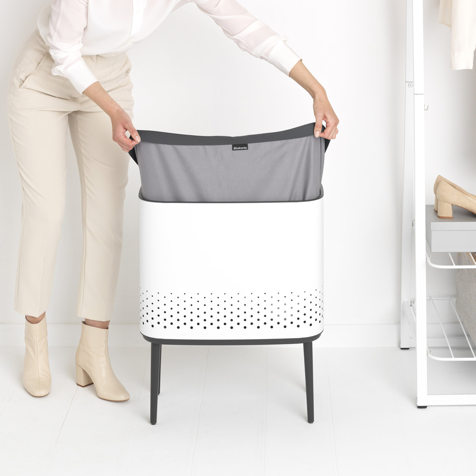 Brabantia Bo 16 Gallon Laundry Hamper, White