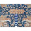 Tapis oriental bleu noué à la main 10 pi 3 po x 13 pi 10 po, motif persan antique noué à la main, teinture végétale, velours zéro, tondeuse basse