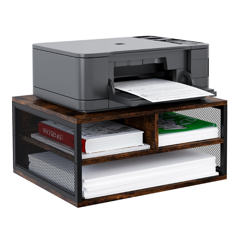 Desktop Printer Stand With Storage, Paper Organzier Shelf Printer Table Desk