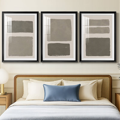 Neutral Colour Block I  -Custom Framed  Premium Print W Matt - 3 Pieces