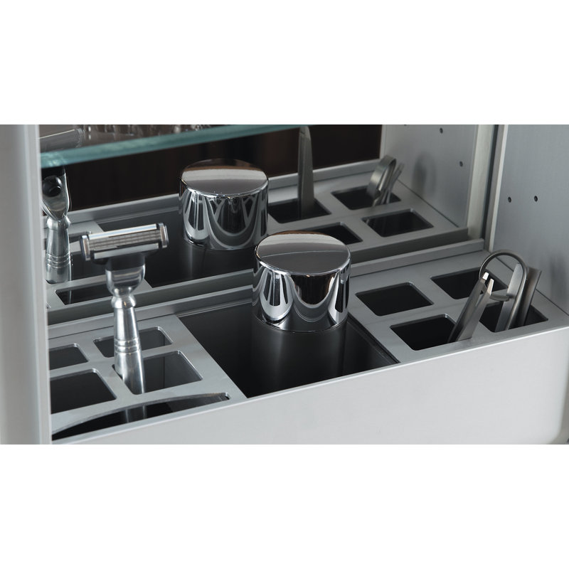 Uplift Series Recessed Frameless Medicine Cabinet with 6 Adjustable Shelves and LED Lighting, 27" x 30" x 6"