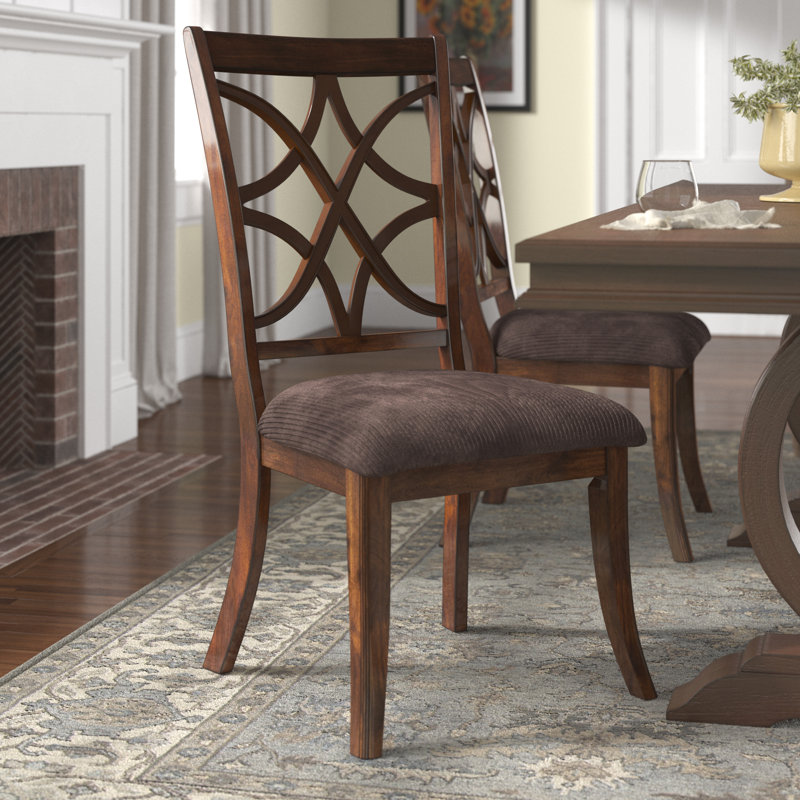 Arri Upholstered Side Chair in Brown and Dark Walnut (Set of 2)
