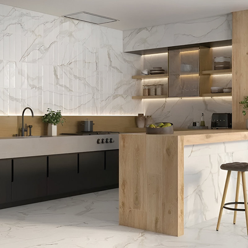Strata 16 X 48 In. Matte White And Gray Ceramic Large Format Wall Tile (15.5 Sq Ft/Case) - 3 Pack