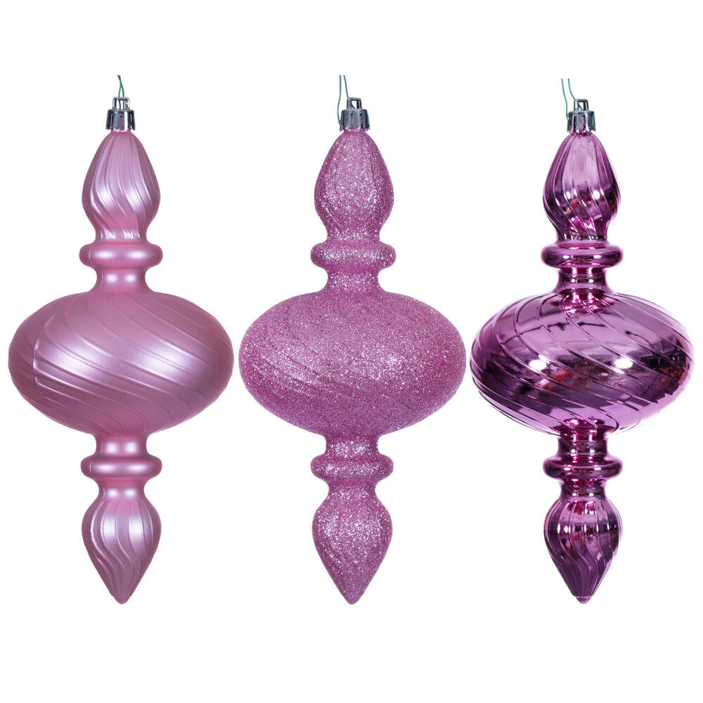 8.2" Swirl Finial Ornament Assortment. One matte, one shiny, and one glitter. The Holiday Aisle® 