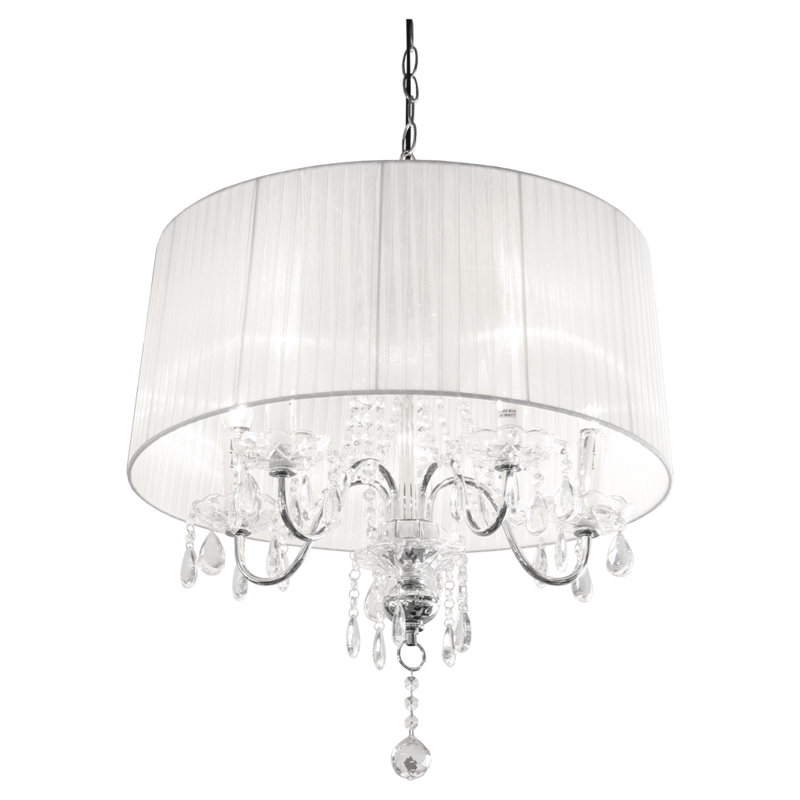Warwick 5 - Light Drum Chandelier, White