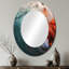 Miroir décoratif oval vert et rouge sur fond coloré Wonder - II-842859609