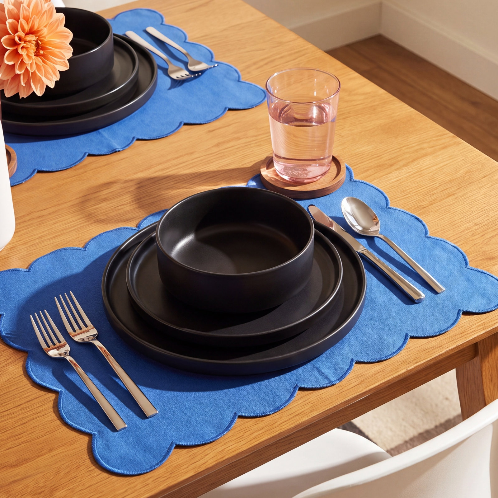 over&back Stackable 12-Piece Semi Hand-Finished Stoneware Dinnerware Set, Black
