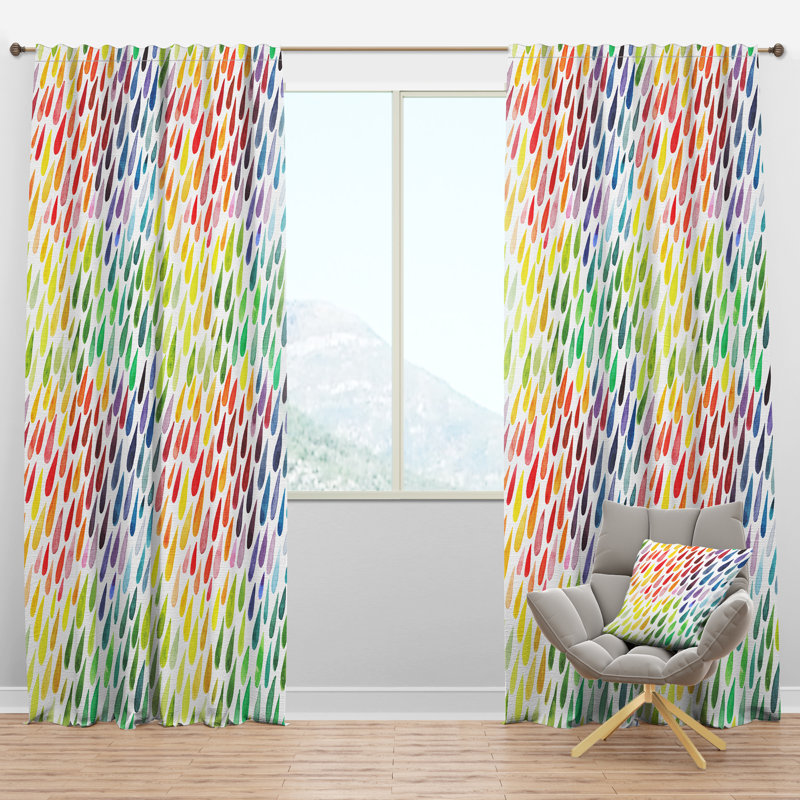 Collection of Paint Splash Watercolor Drops - Modern Curtain - Velvet Room darkening - 1 panel, 52"W x 63"L