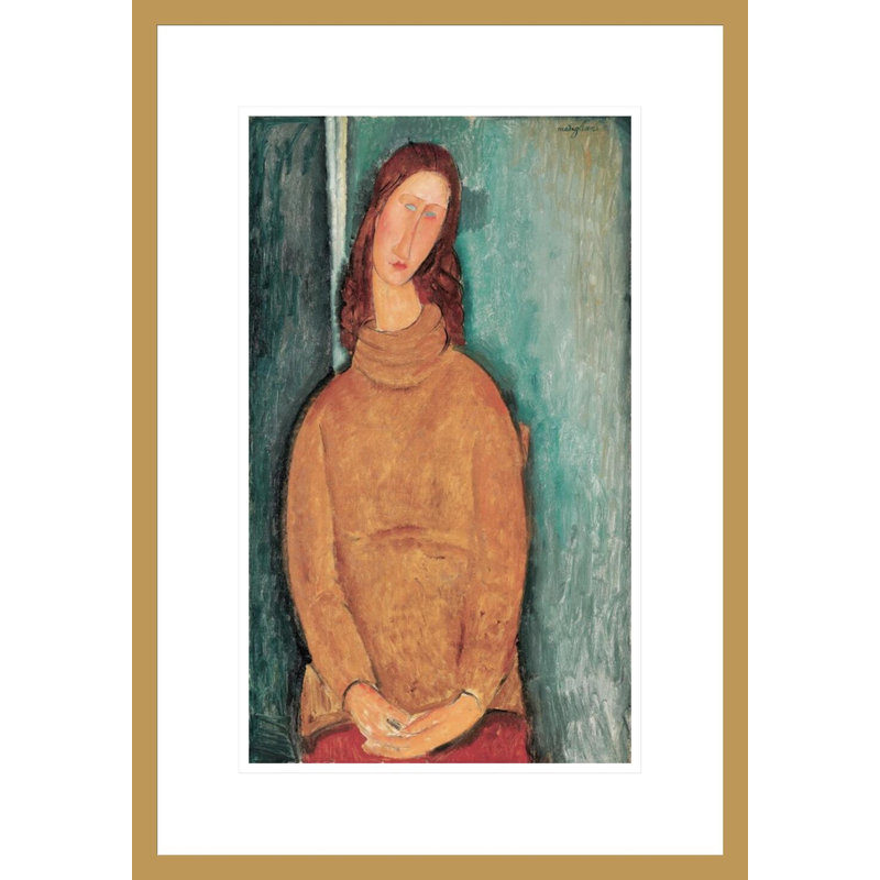 Portrait de Jeanne Hébuterne par Amedeo Modigliani - Estampe numérique encadrée, H 16,98 po x l 15,2 po
