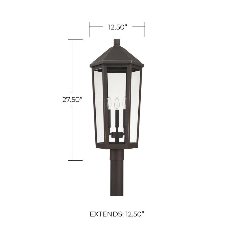 Tête de lanterne câblée à 1 lumière de 27,25 po Marcotte, Bronze huilé