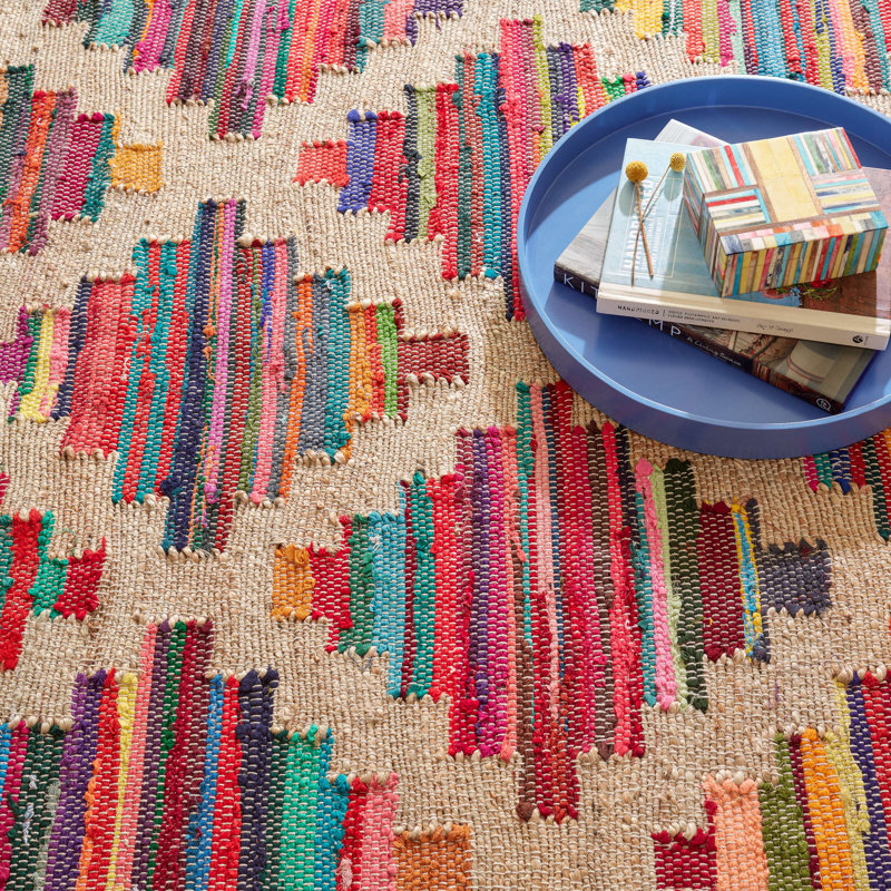 Mod Chindi Multi Handwoven Jute Rug, Rectangle 5' x 8'