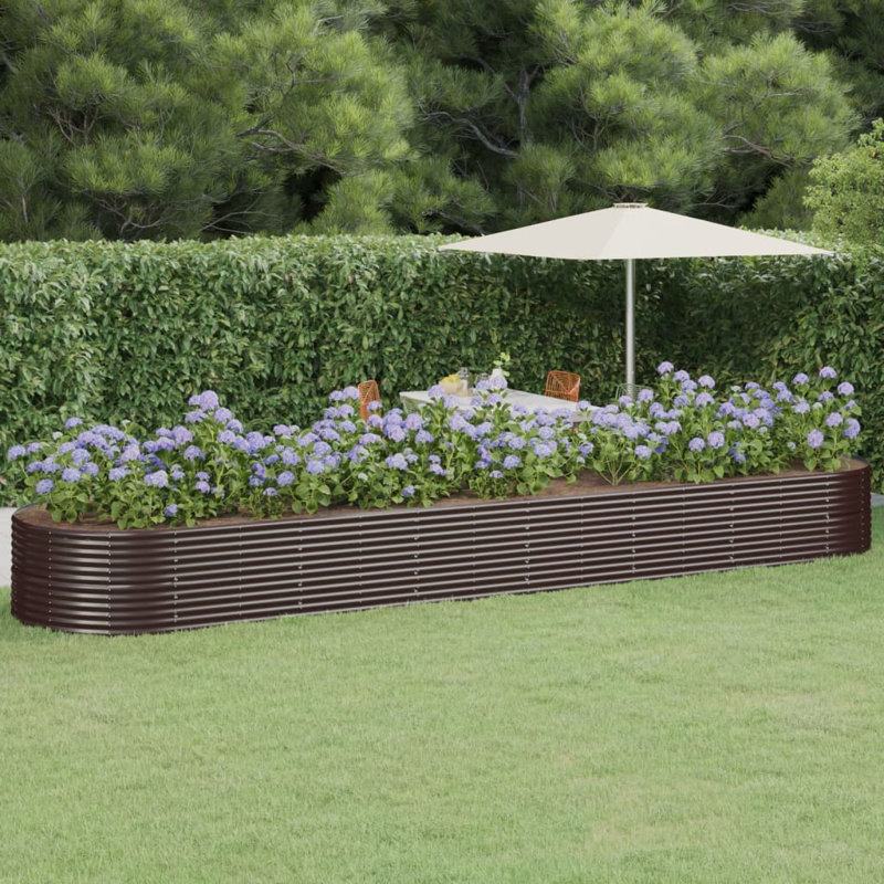 Garden Raised Bed Powder-coated Steel, 36 cm x 523cm x 140cm, Brown
