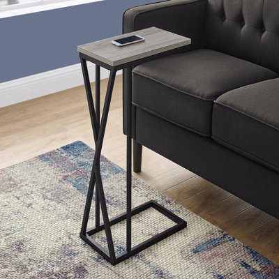Table d'appoint, en forme de C, bout, côté, collation, stratifié, métal noir, contemporain, moderne