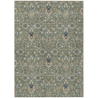 Machine Washable Indoor/Outdoor Husby ACN2192 Global Rug