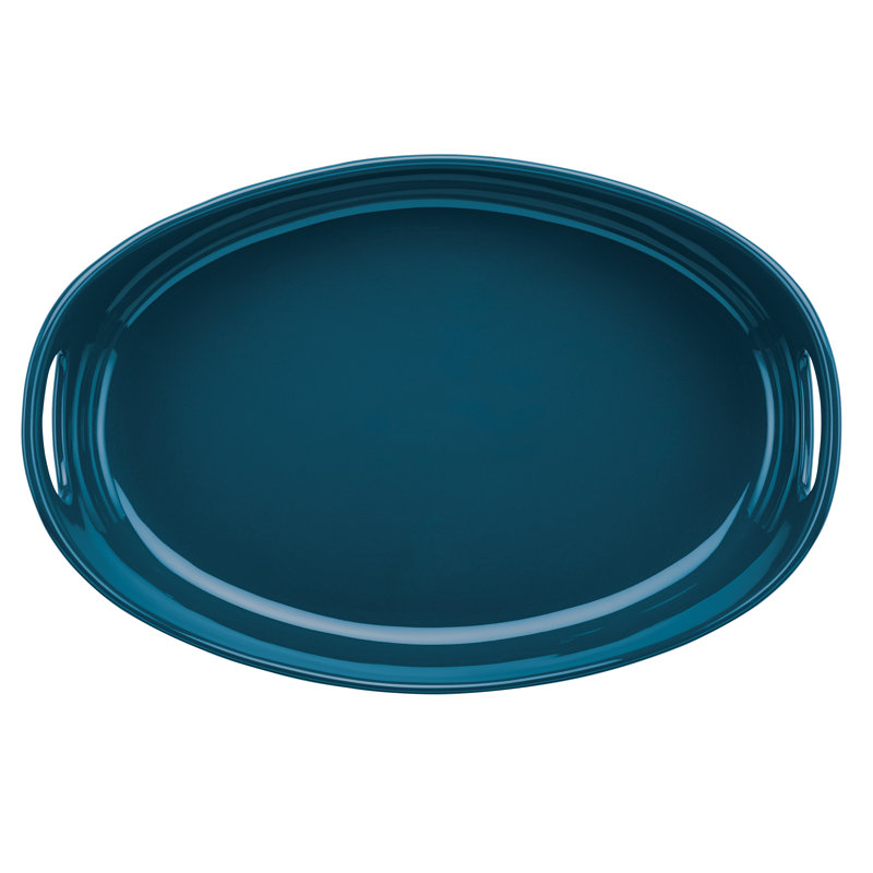 Rachael Ray Stoneware Ceramic Oval Baker Set, Marine Blue