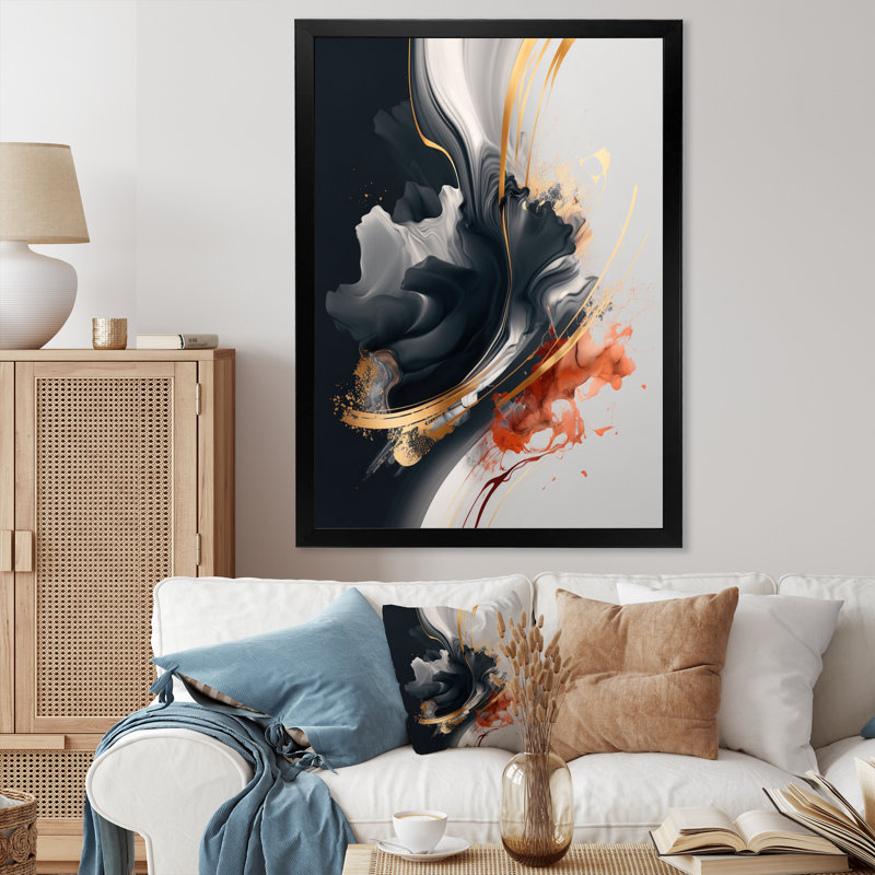 Or, formes modernes, reproduction d'art sur toile, Impression noire sur toile encadrée, H 20 po x l 12 po x P 1 po